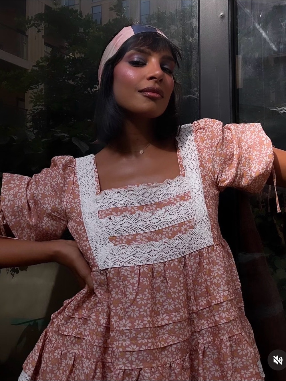 Maje Oversized Lace Braid Dress in Vintage Daisy Print fits XS size 34